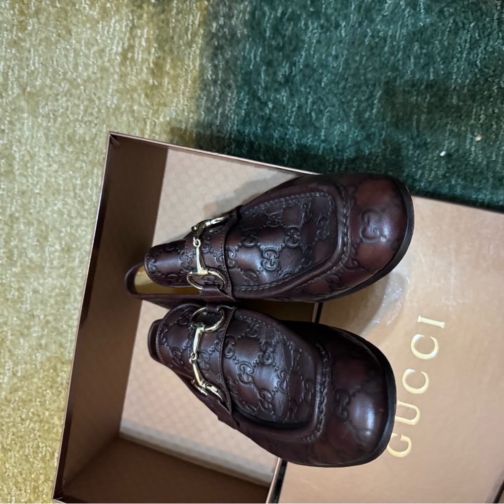 Gucci Brown Leather Loafers Slip-Ons